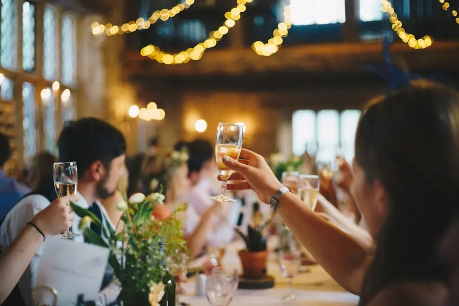 Wedding guests celebrating together